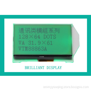 Stn Yellow-Green 128 X 64 Dots LCD Display Module with Green LED Backlight (VTM88863A)